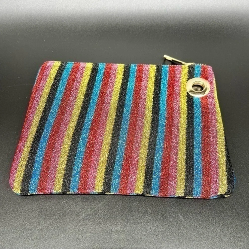 Shimmery striped clutch or makeup bag